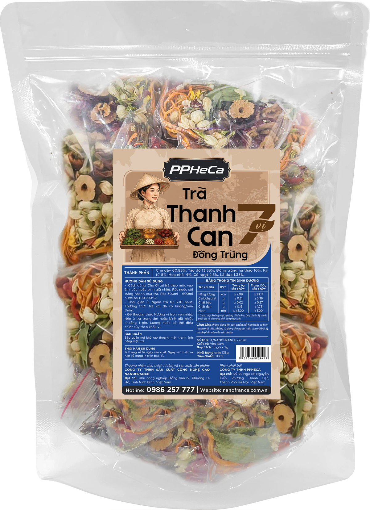 Trà Thanh Can Đông Trùng 7  Vị (15 gói)