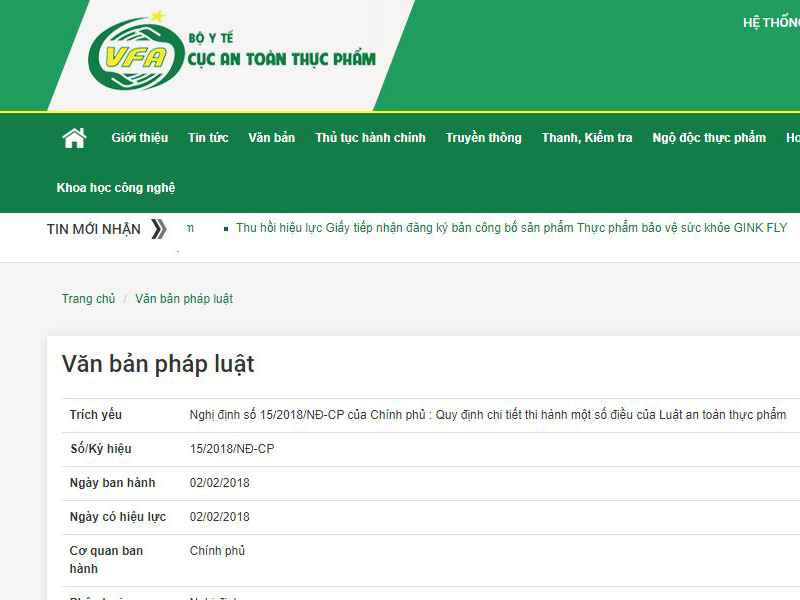 nghị định 15 công bố sản phẩm